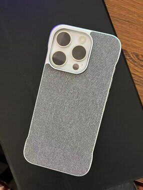 Silver Gray Frameless Fabric Texture Metal Frame Case